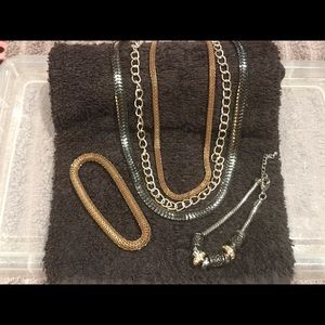 Costume Layered Necklace and 2 Bracelets